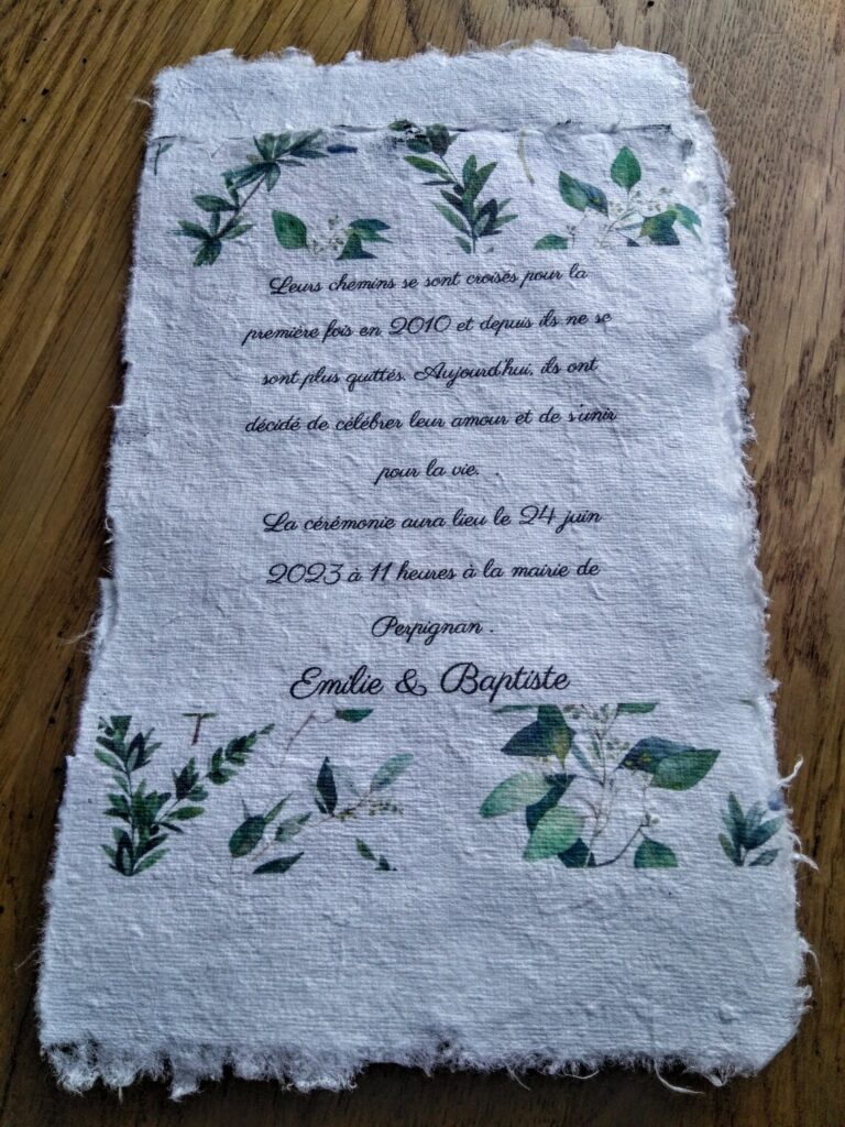 Faire-part mariage papier coton